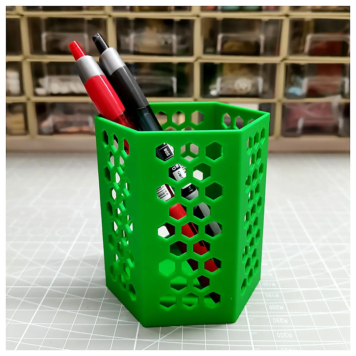 Honeycomb Pencil Holder 6 Sided Space Saving Desk Organizer Pen Case Storage Box Simple Practical