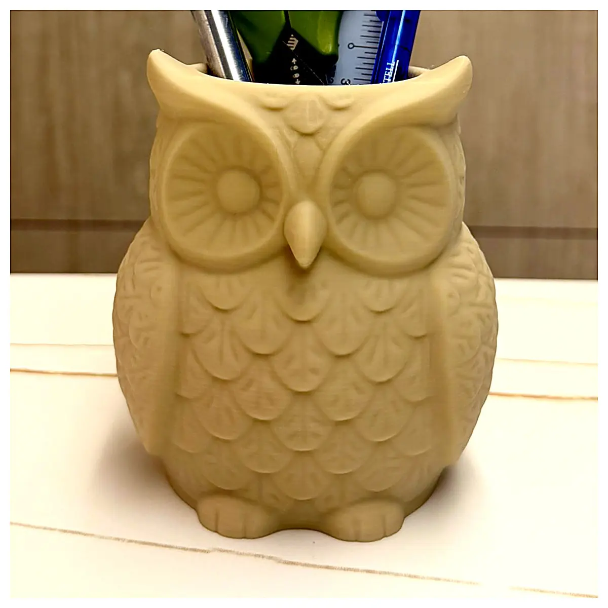 Owl Pen Holder Desktop Decoration Bird Figurine Creative Storage Organizer Office Learning Accessories Bird Nest Parts