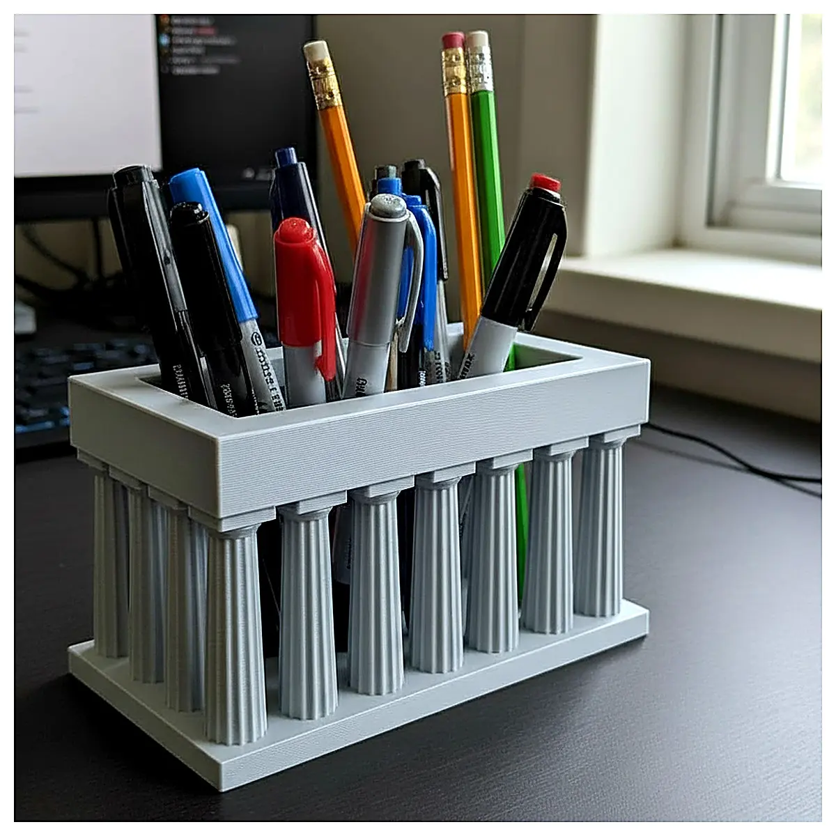 Greek Column Pen Holder Classical Pillar Stand Decor Office Desk Ornament Creative Writing Accessory Modern Home Decoration