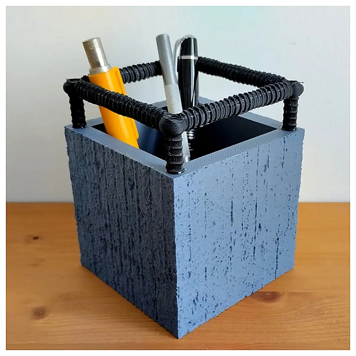 Concrete Pencil Holder Cube Wall Storage Desktop Organizer Decorative Multi Function Storage Box Shelves Home Office Supplies
