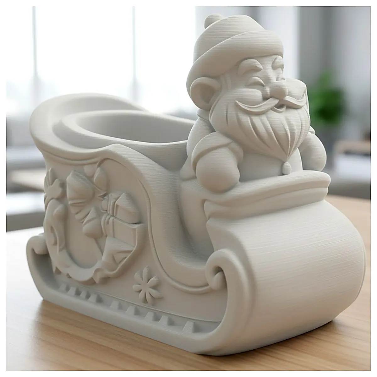 Santa Sleigh Pen Holder Desktop Decoration Xmas Ornament Festive Gift Christmas Theme Accessory