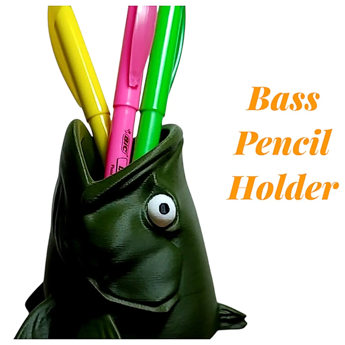 Bass Fish Pencil Holder Creative Desktop Organizer Decorative Spoon Rack Kitchen Storage Art Decoration Bass Fish Shaped