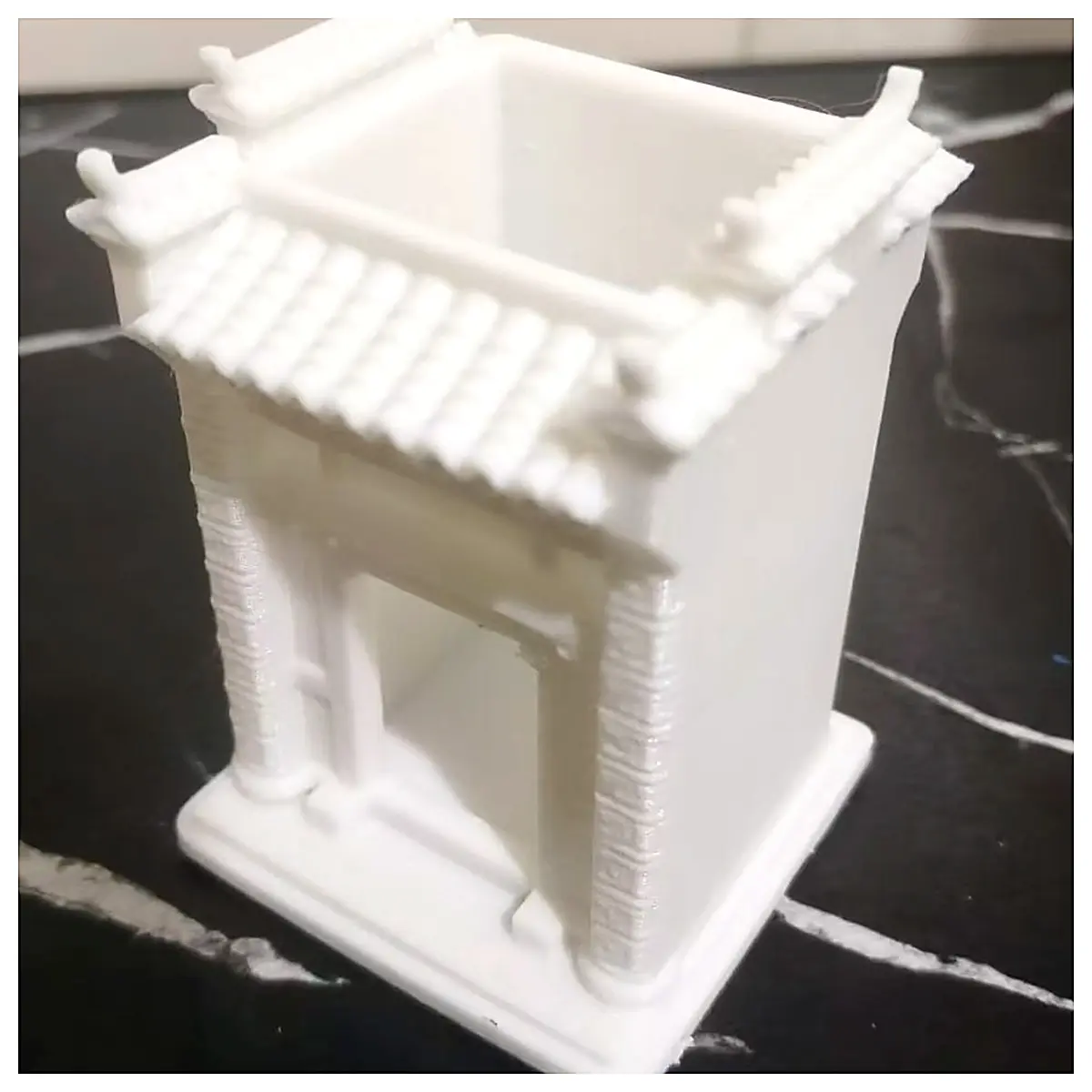 Ancient Architecture Pen Holder Traditional Writing Tool Ink Container Decorative Accent Office Desk Stationery Supplies Pen Rest