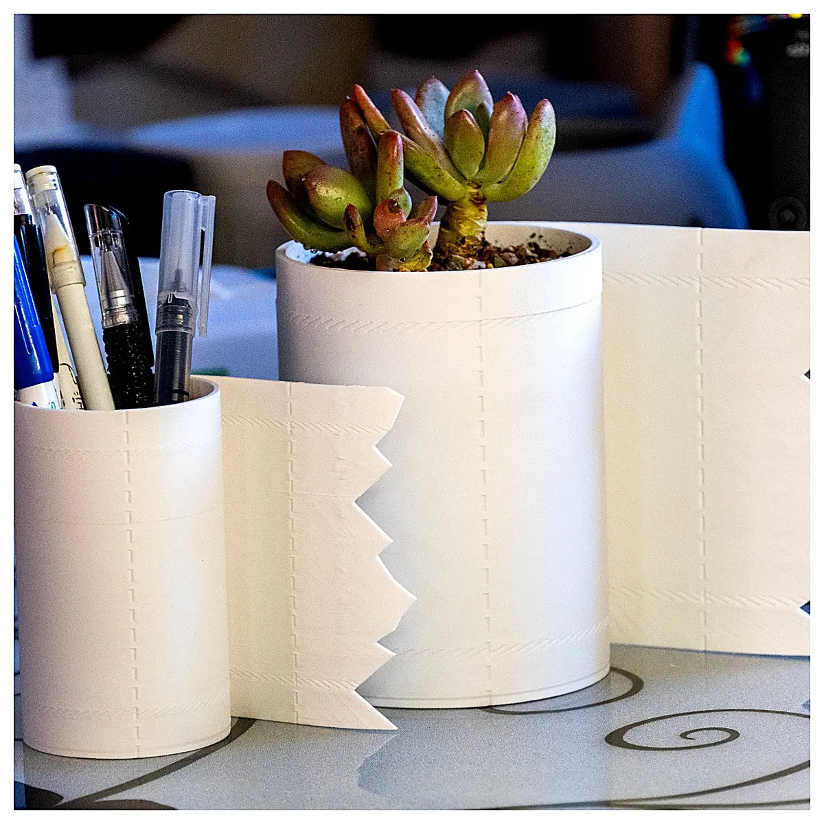 Wallpaper Roll Planter Creative Decoration Pen Holder Organizer Paper Art Planter Home Decor Accent Multi Function Storage Box Decorative Planters