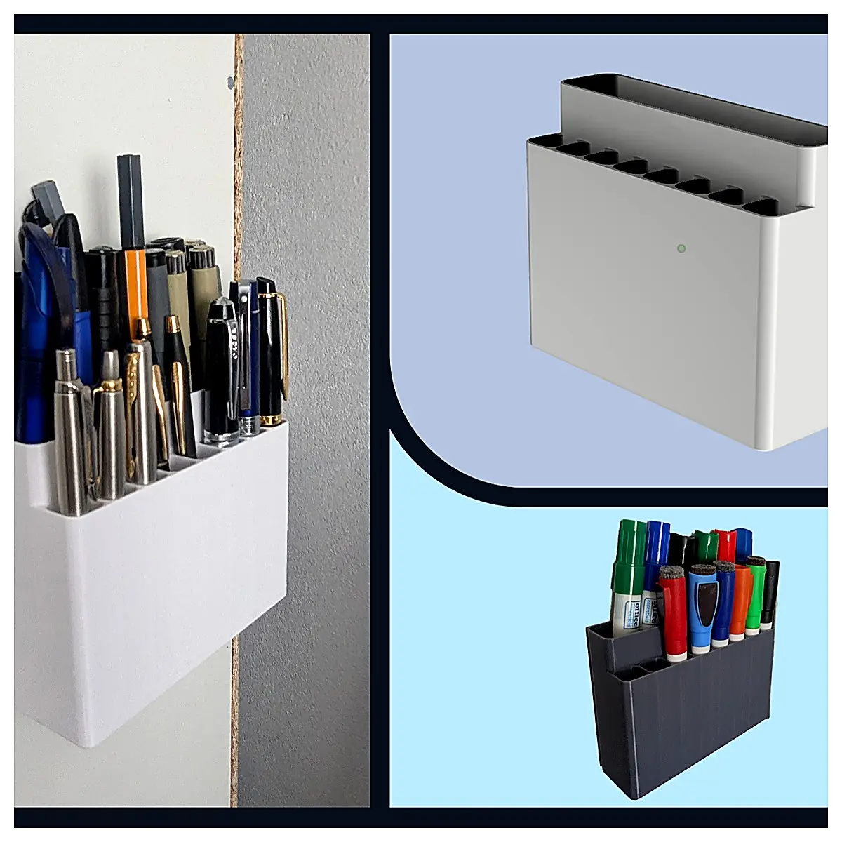 Wall Mounted Pen Holder Creative Storage Desk Organizer Wall Pen Cup Holder Office Study Multi Function Support Pen Case Accessories