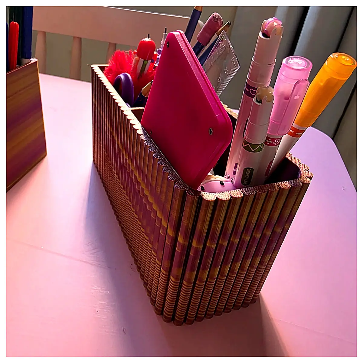 Pen Holder Organizer Desk Storage Case for Pens Pencils Office Supplies Writing Accessories Portable Pencil Case Holder Student Gift
