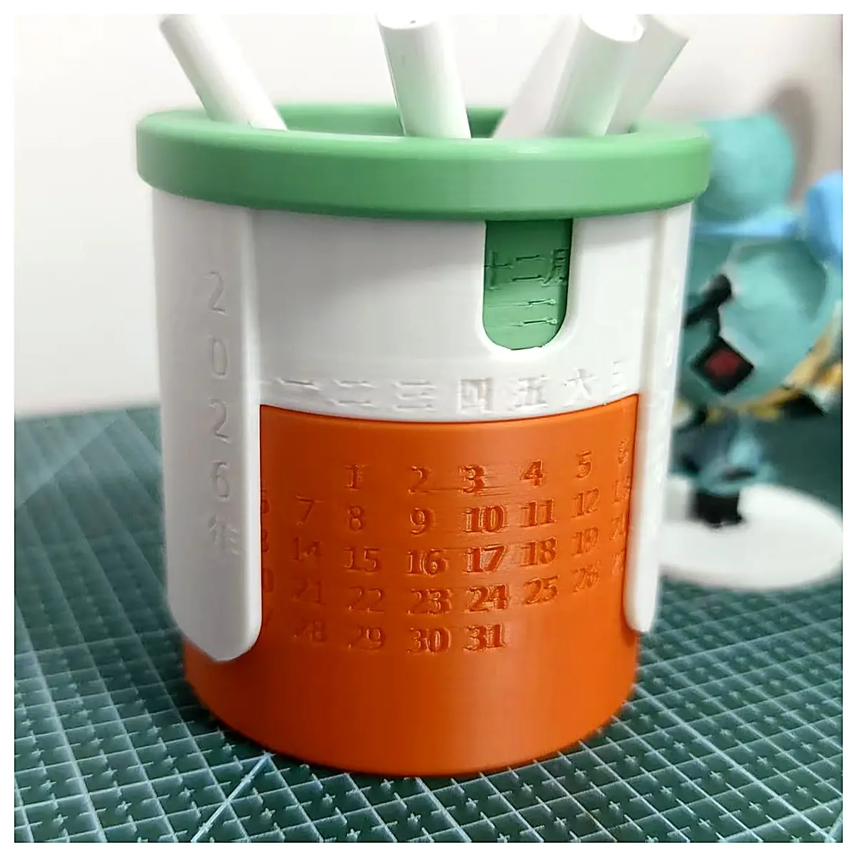 Rotating Calendar Pencil Holder Desk Organizer Rotating Calendar Accessory Creative Calendar Box Rotating Calendar Display Date Display Holder