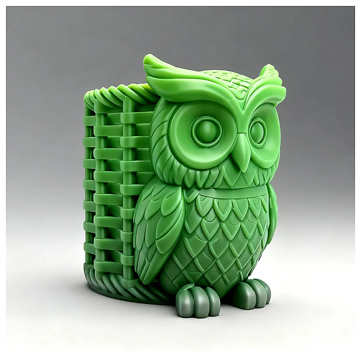 Back Basket Owl Pen Holder Decorative Figurine Creative Study Desk Accessory Bird Art Office Organizer Gift