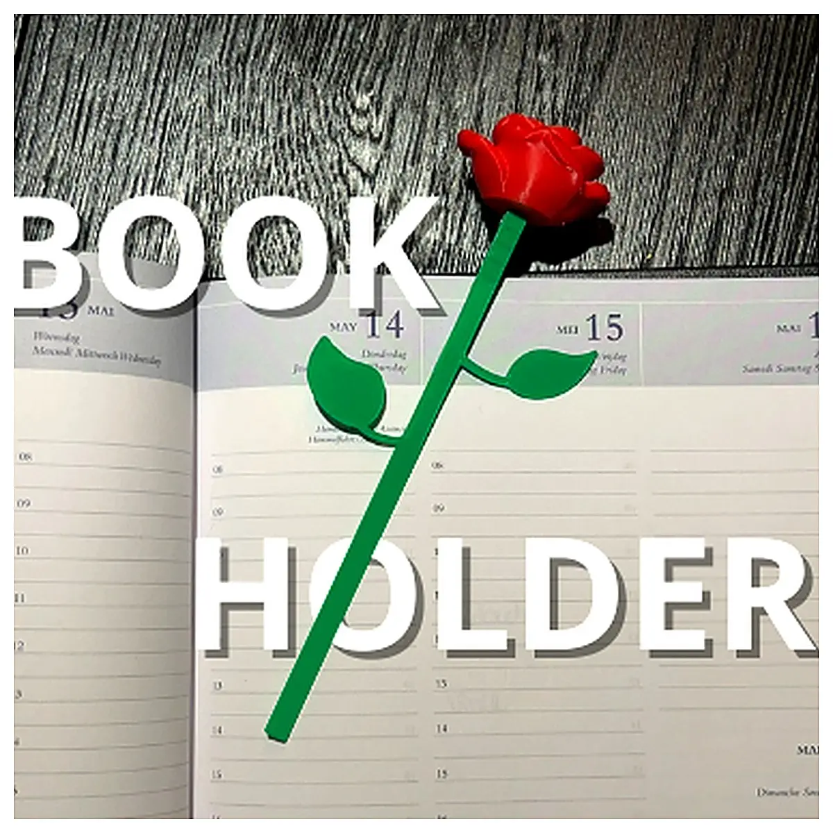 Rose Book Stand Adjustable Wall Mounted Shelf Holder Display Rack Decorative Bookcase for Living Room Bedroom Office Book Storage Organizer