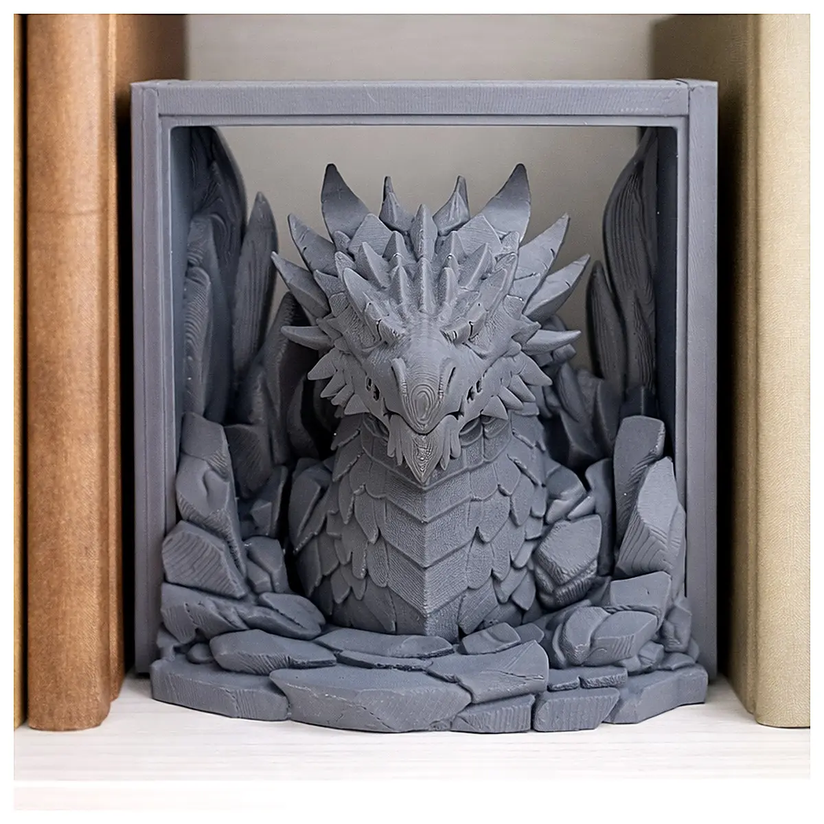 Dragon Cave Scroll Stand 3D Book Display Sculpture Decorative Art Collectible Item