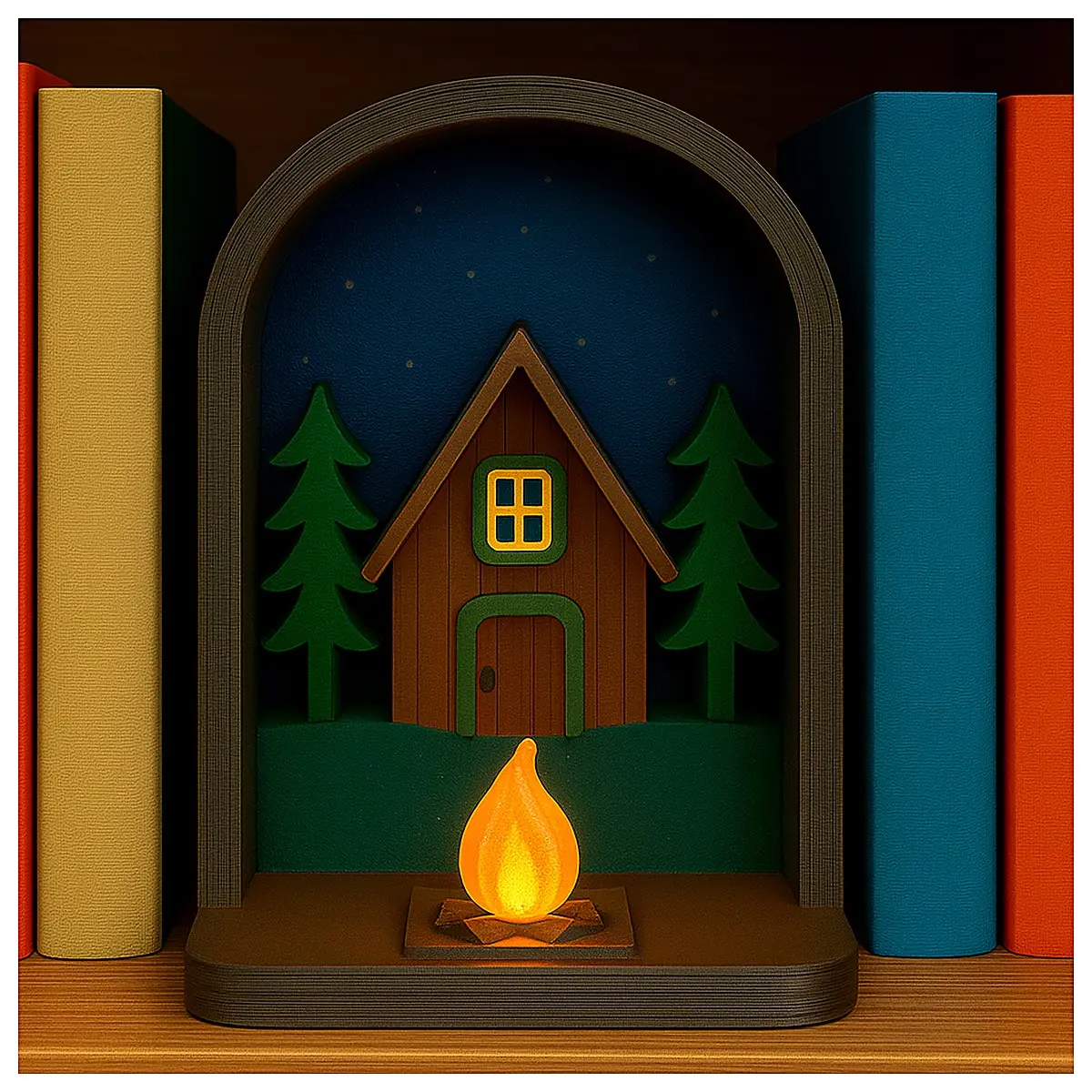 Cabin Fireplace Book Stand Display Figurine Desktop Decoration Scene Model Landscape Ornament Home Gift Creative Bookmark