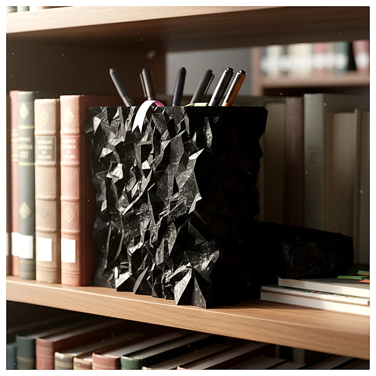 Obsidian Stone Slate Storage Box Book Organizer Slate Shelves Stone Box Study Room Storage Desktop Organizer Multi Function Storage