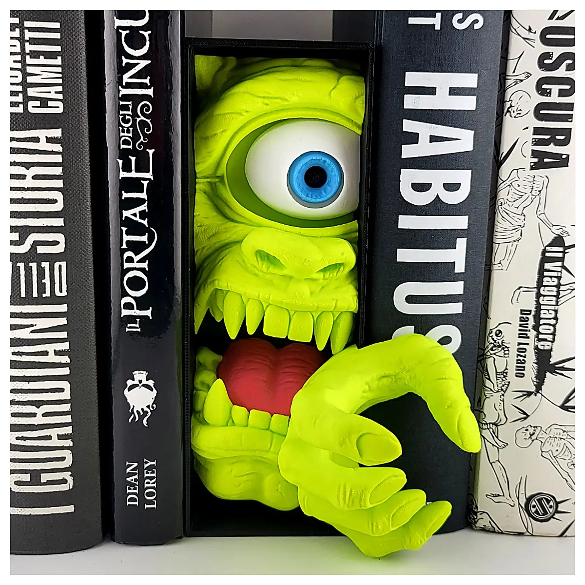One Eyed Green Book Stand Figurine Creepy Model Oddity Collectible Horror Toy Desk Decoration Display Piece