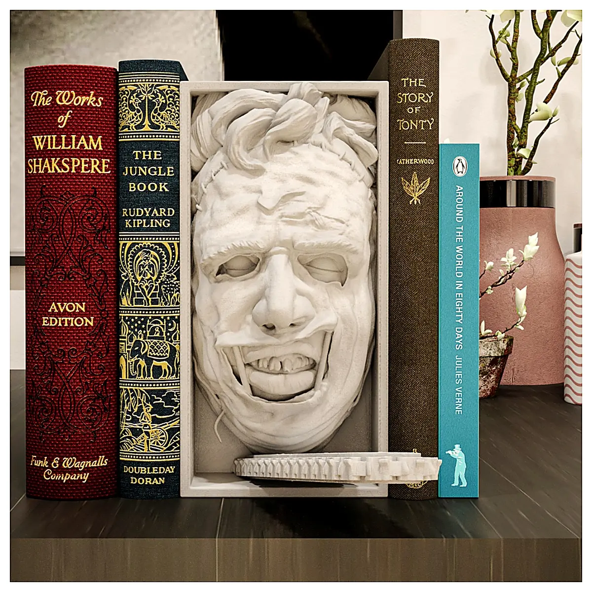 Leatherface Book Stand Display Shelf Wall Mounted Decor Art Sculpture Collection Modern Minimalist Display Piece