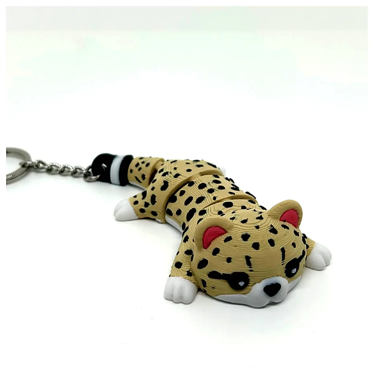 Mobile Cheetah Keychain Animal Toy Cheetah Model Collectible Cheetah Accessories Plush Gift
