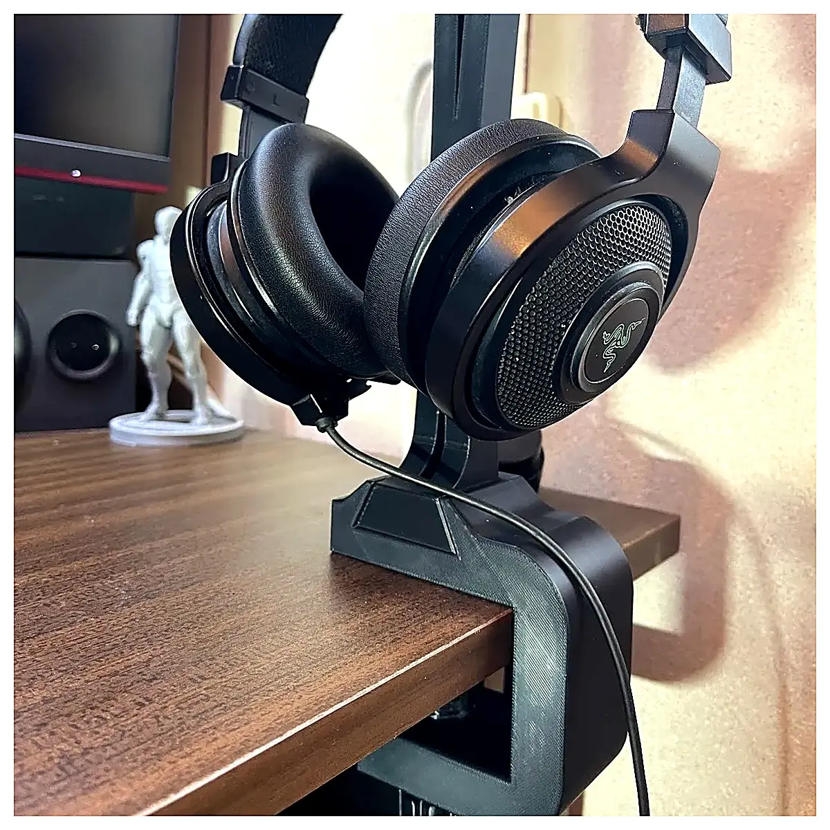 Desktop Headphone Stand Organizer Stable Convenient Desk Mount 360 Rotation PC Monitor Laptop Smartphone