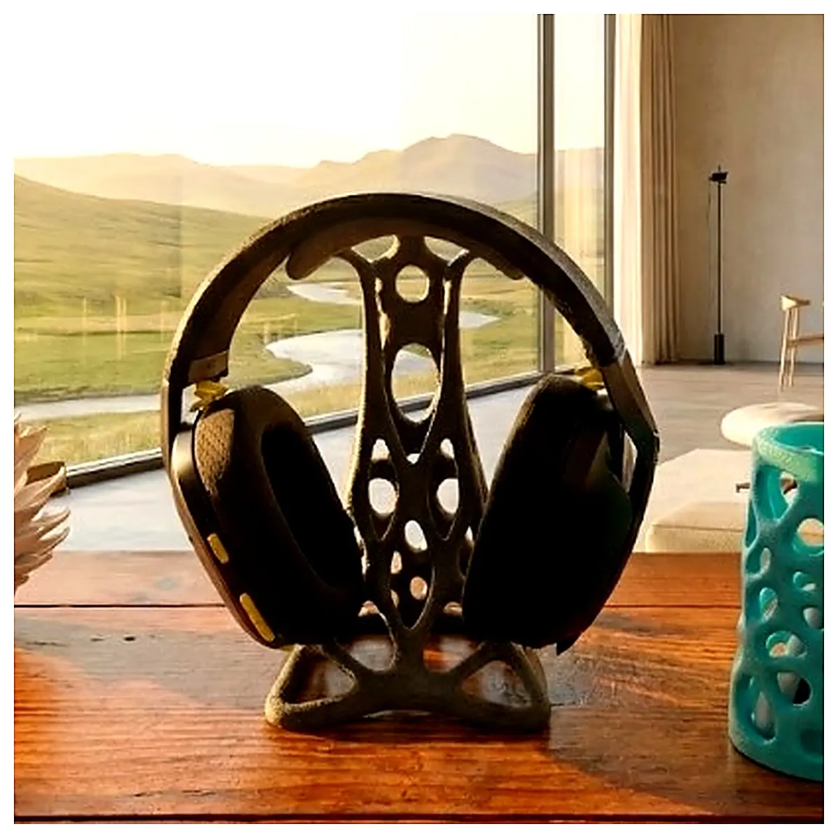 Organic Arc Polygon Earbud Holder Phone Stand Desktop Mount Listening Headphones Noise Cancelling Headphones Accessory