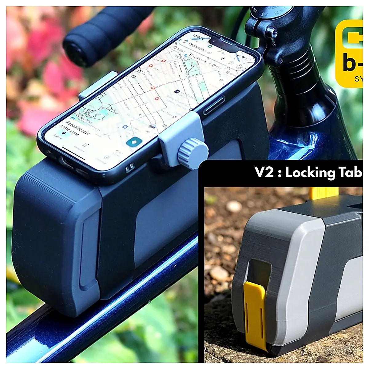 Slider Bike Storage Box with Phone Mount Organizer Case Cycling Accessories Storage Shell B RAIL System