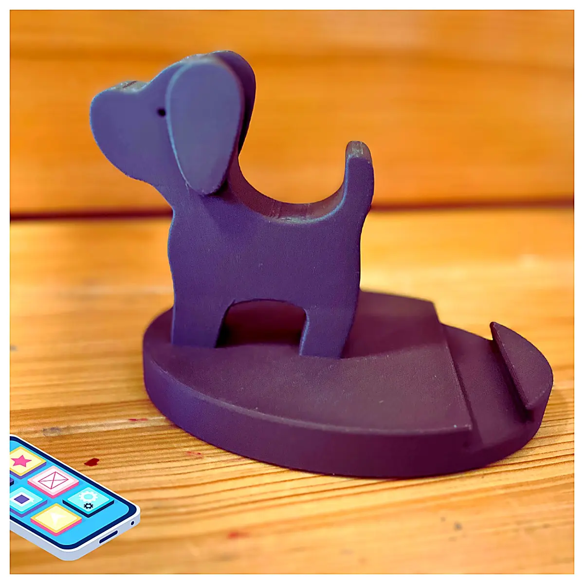 Wooden Carving Dog Stand Phone Holder Desktop Ornament Animal Figurine Mobile Phone Stand Accessories Desktop Decoration