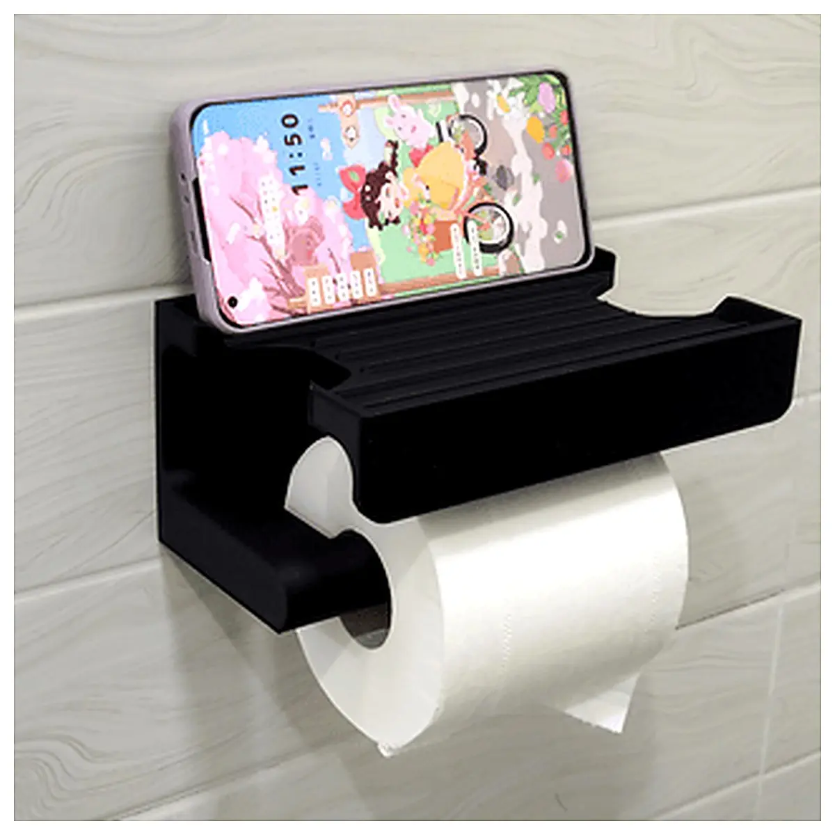 Practical Toilet Paper Holder with Phone Stand Paper Towel Organizer Mobile Phone Holder Bathroom Shelf Kitchen Tissue Holder