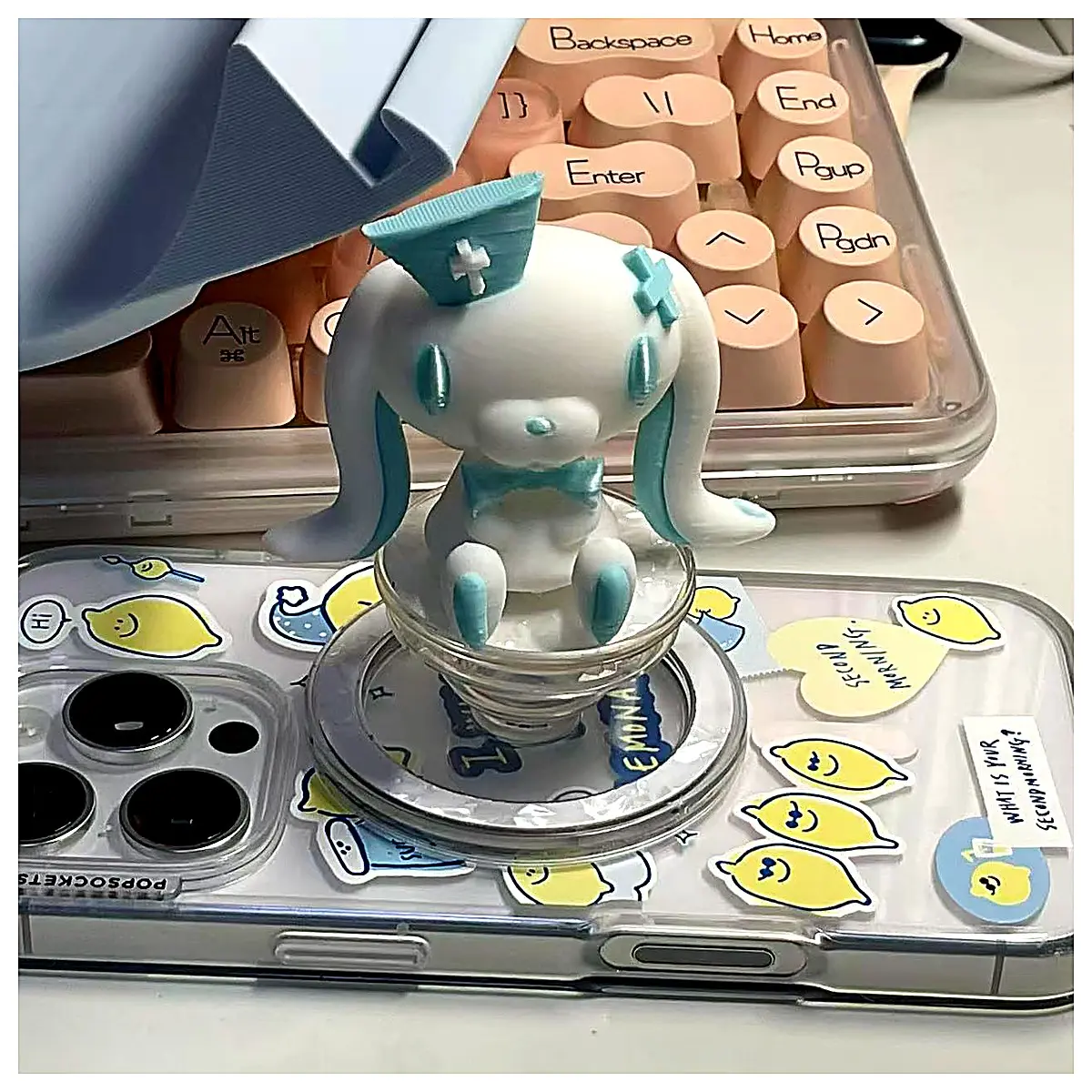 Rabbit Shaped Phone Stand Pet Collar Creative Decoration Desktop Accessory Phone Holder Toy Cute Animal Stand