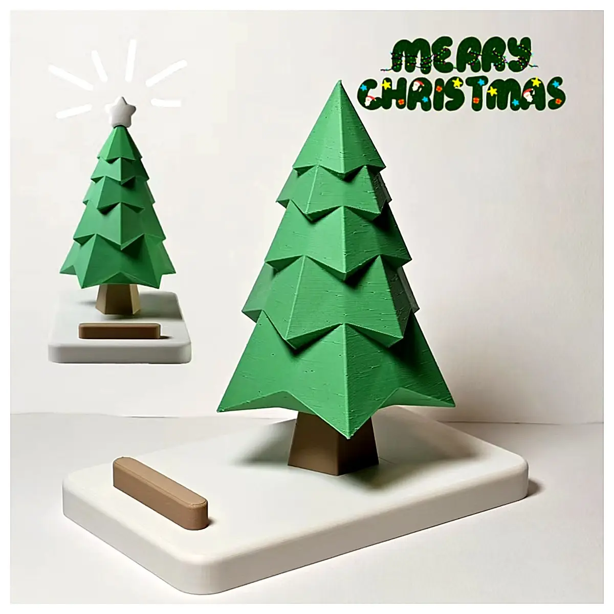 Snow Mirror Christmas Tree Ornament Phone Stand Holder Support Print Model Festive Decoration Christmas Decor Christmas Gift Easy to Print