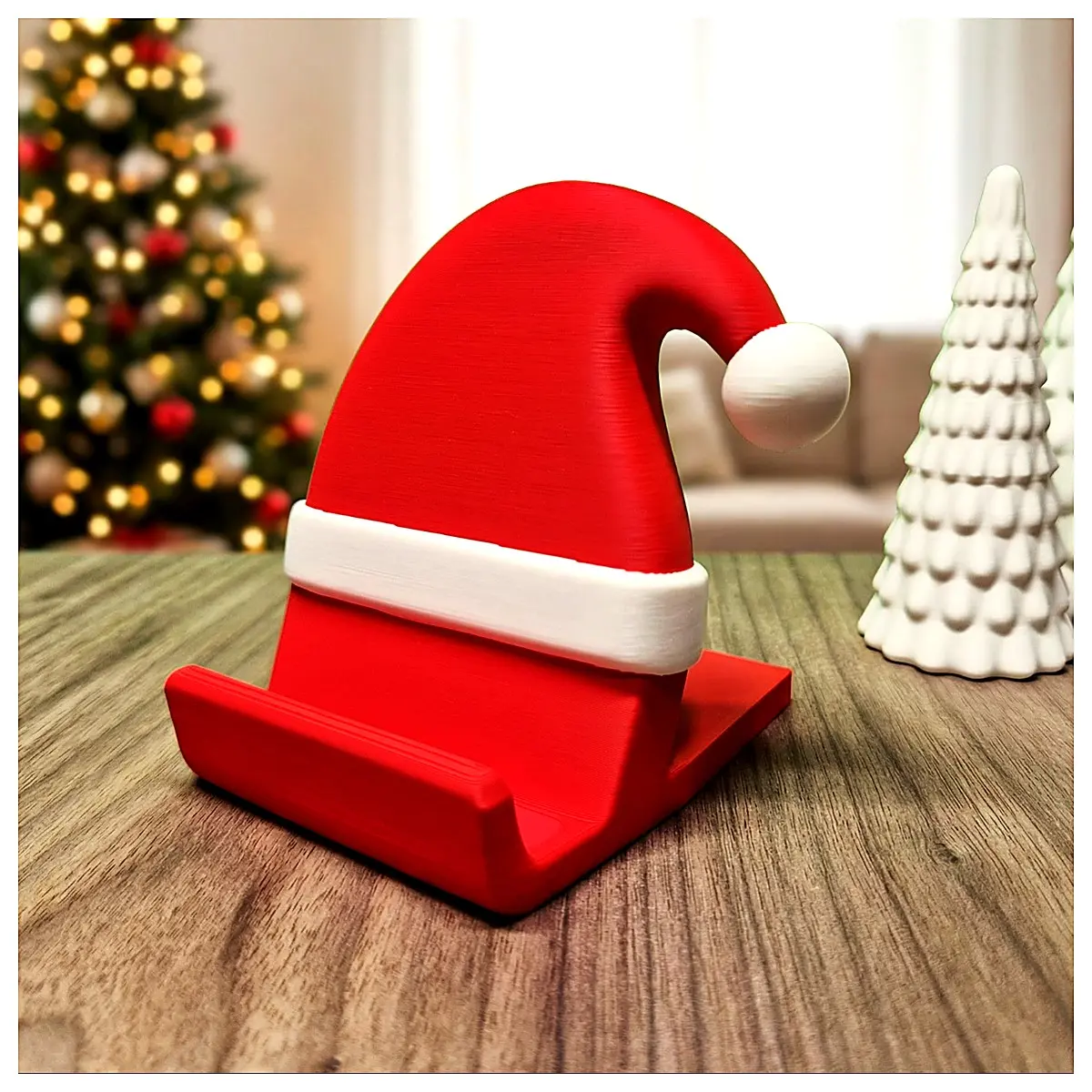 Christmas Hat Phone Stand Festive Decoration Mobile Holder Desk Stand Holiday Gift Phone Accessory Parts
