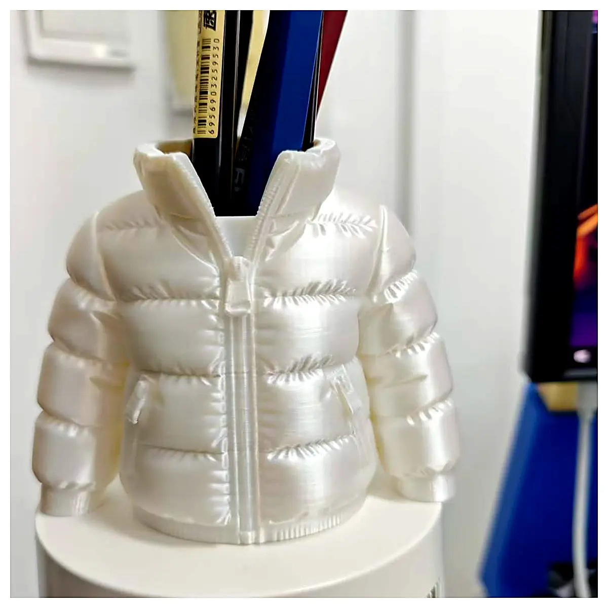 Down Jacket Pencil Holder Fill Cotton Stackable Storage Outdoor Travel Hiking Gear Party Decoration Fluffy Cute