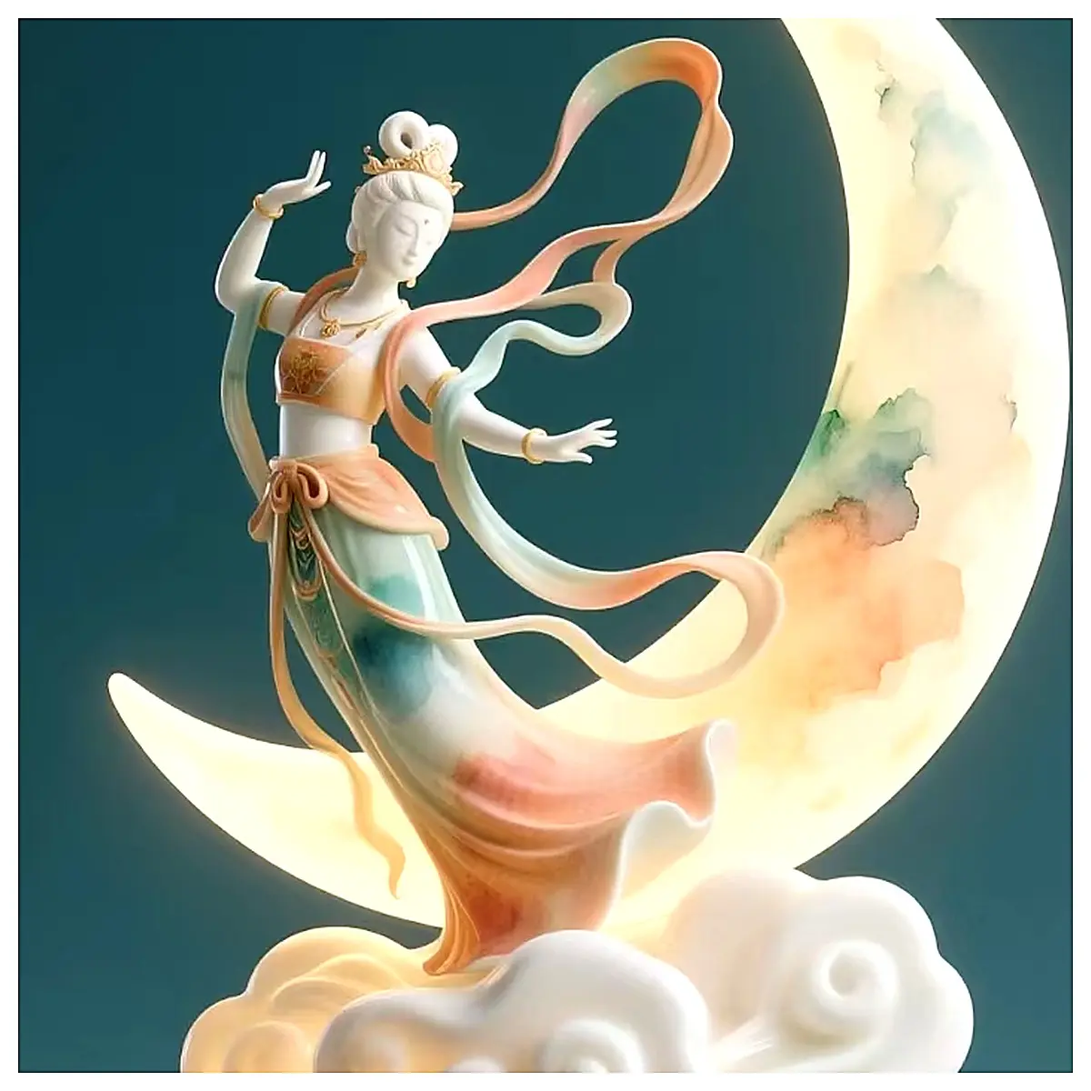 Moon Goddess Sculpture Figurine Chang e Flying to the Moon Decor Bedroom Living Room Ornament Festival Gift Traditional Culture Art Piece