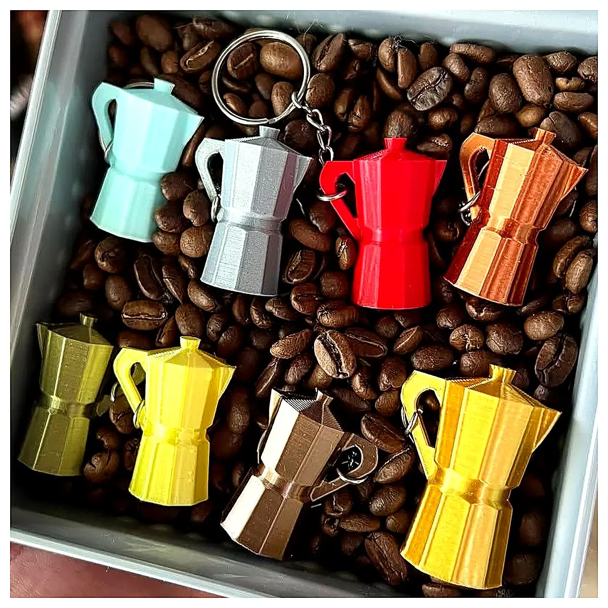 Espresso Moka Pot Keychain Coffee Maker Accessory Coffee Lover Decor Mini Moka Pot Parts Coffee Time Gift