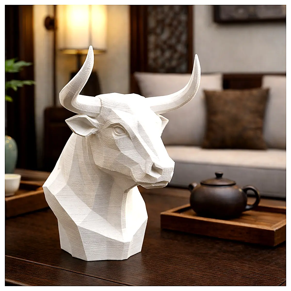 Stylized Bull Sculpture Decor Art Figurine Statue Indoor Decoration Modern Art Gift Office Decoration Art Collection