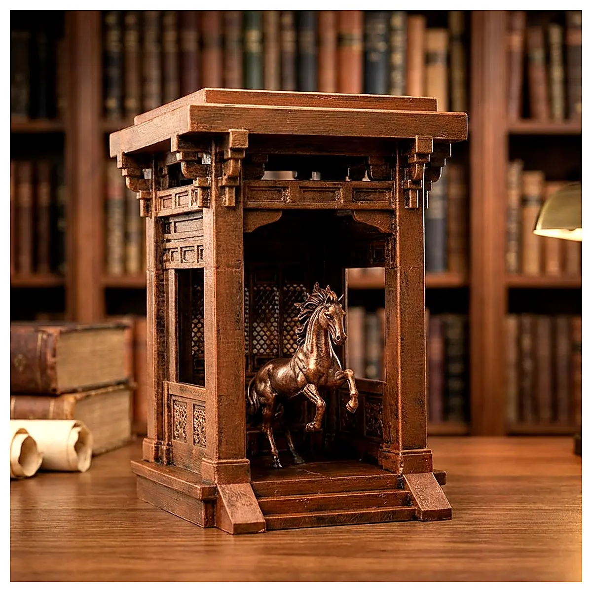 Fiery Stable Book Stand Model Desktop Decoration Bookcase Ornament Creative Bookmark Gift Decoration Item