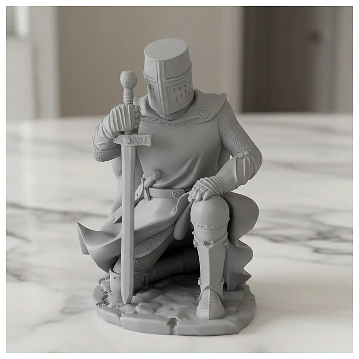 Standing Temple Knight Statue Religious Art Knight Model Armor Casting Art Collectibles