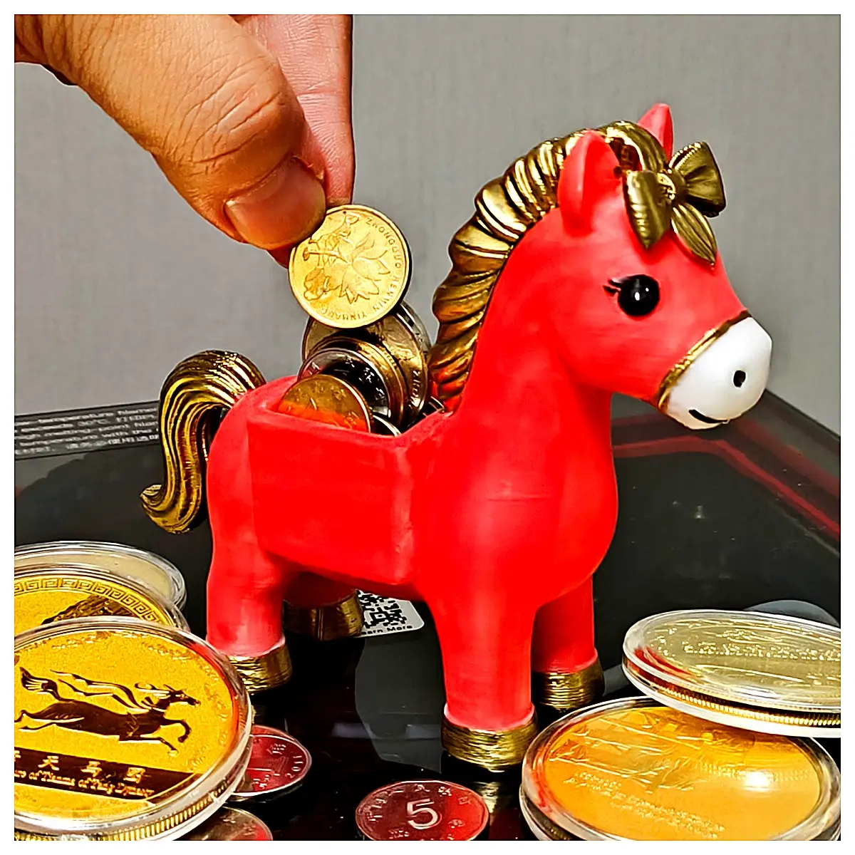Year of the Horse Miniature Figurine Cute Storage Toy Model Piggy Bank Decoration Lucky Charm for Kids