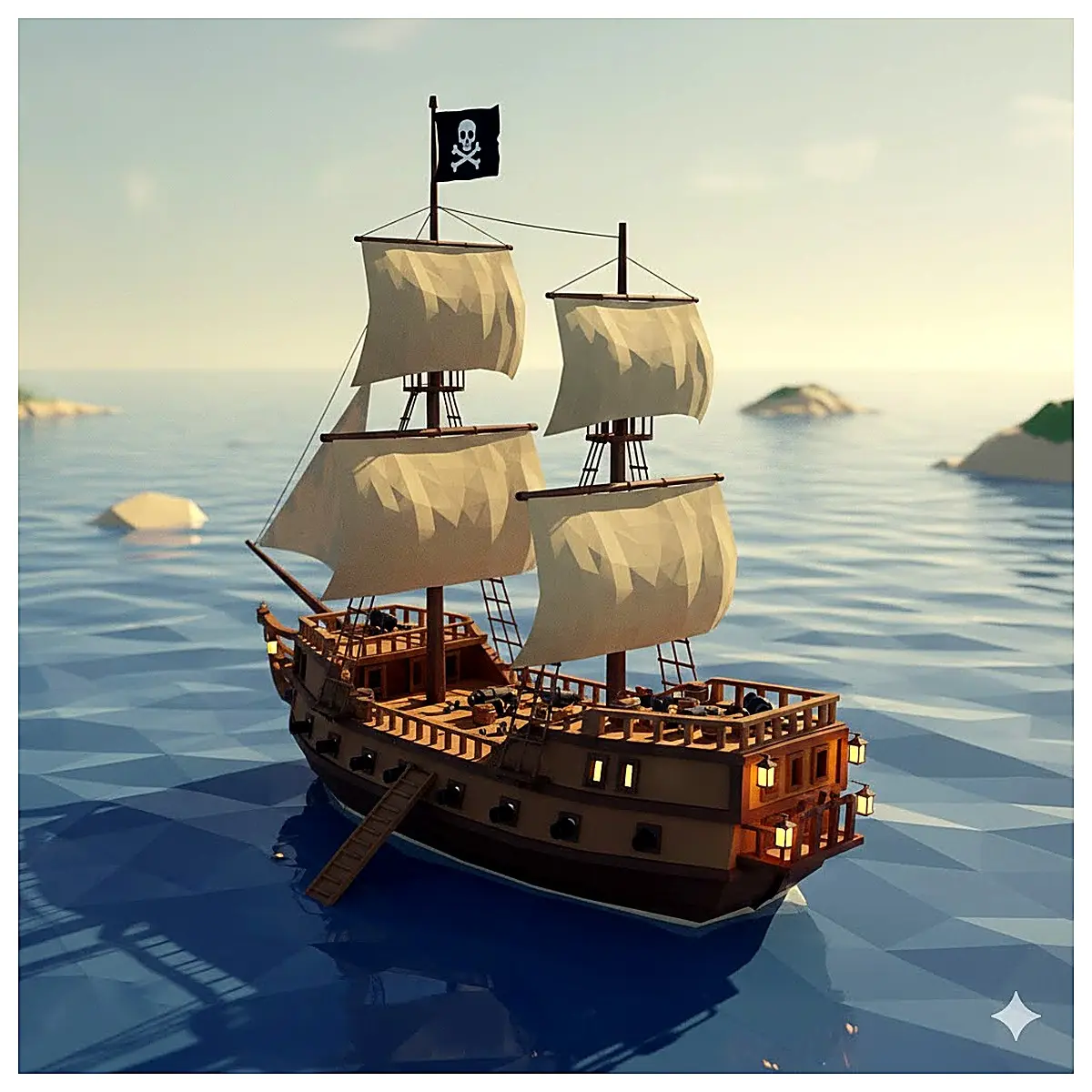 Low Poly Pirate Ship Model Ship Toy Decoration Pirate Ship Nautical Model Scene Toys Roleplay Accessories