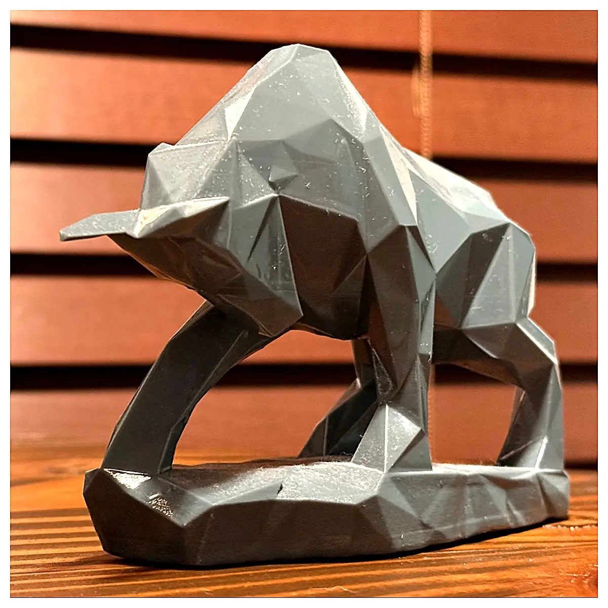 Low Poly Novi Bull Model 3D Scan with Stand Animal Sculpture Art Collectible Desktop Decoration