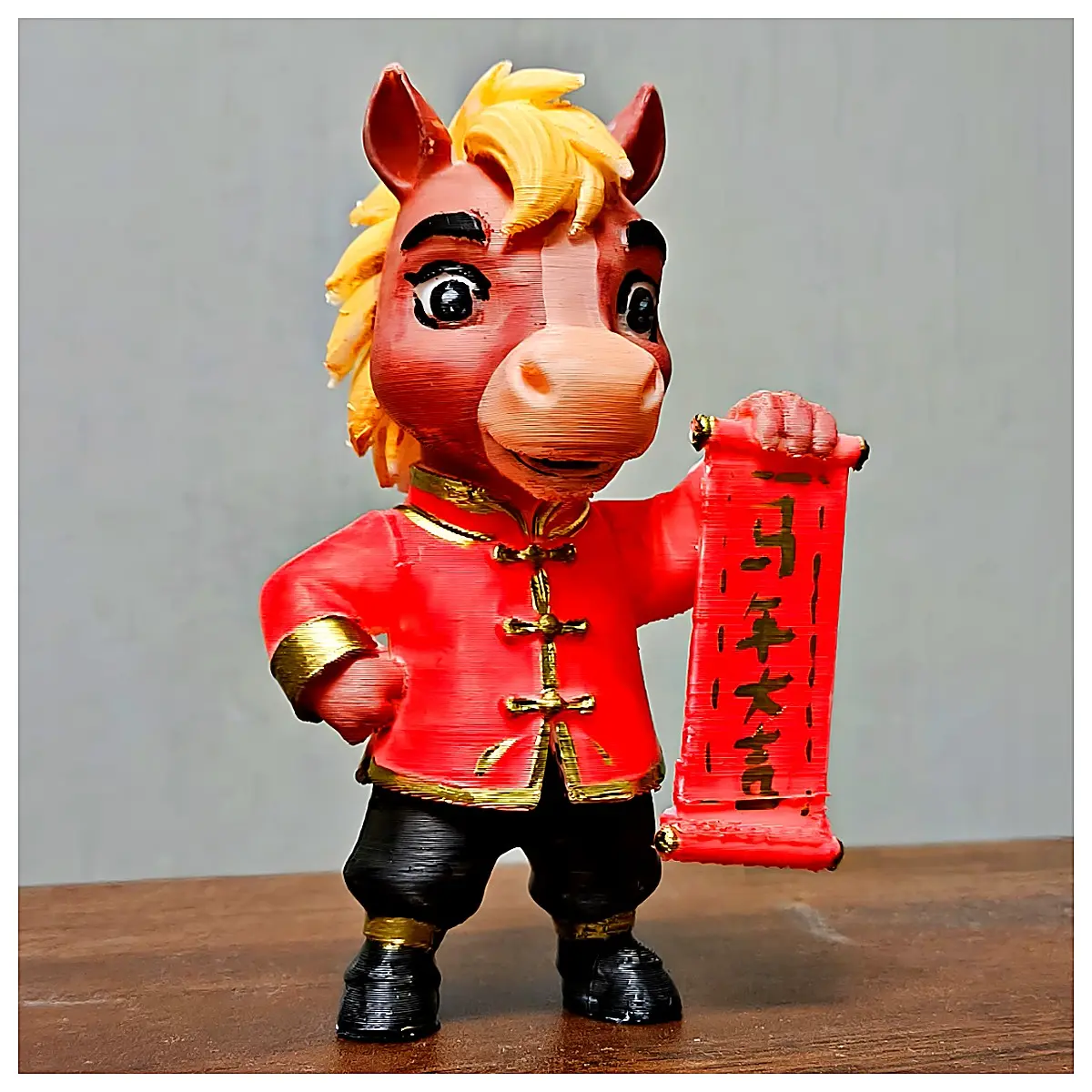 Blessing Little Horse Figurine Model Decoration Cute Cartoon Lucky Charm Gift Souvenir