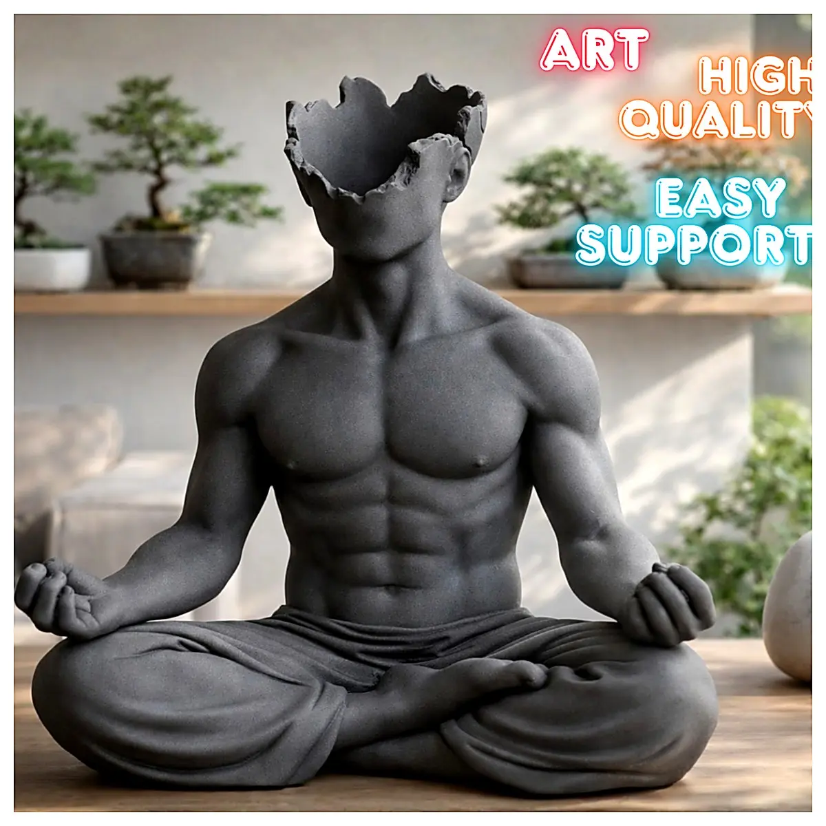 Meditation Man Art Design Display Decor Art Sculpture Wall Hanging Indoor Art Piece Collection Modern Art Decoration