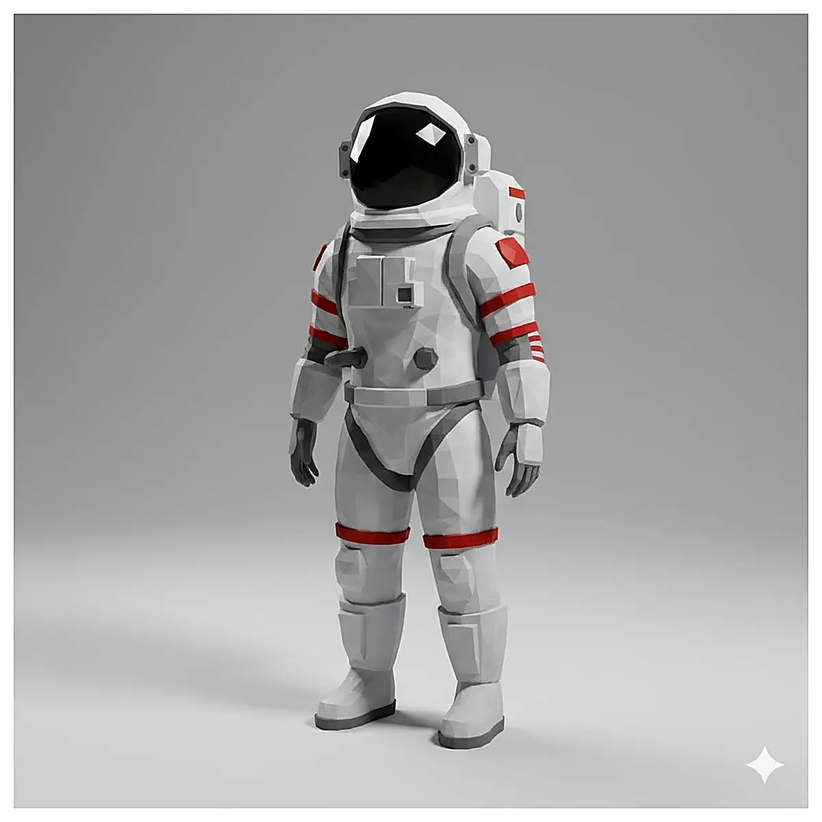 Low Poly Astronaut Model 3D Print Toy Figure Roleplay Accessories Collection Display Scene Decoration Character Model
