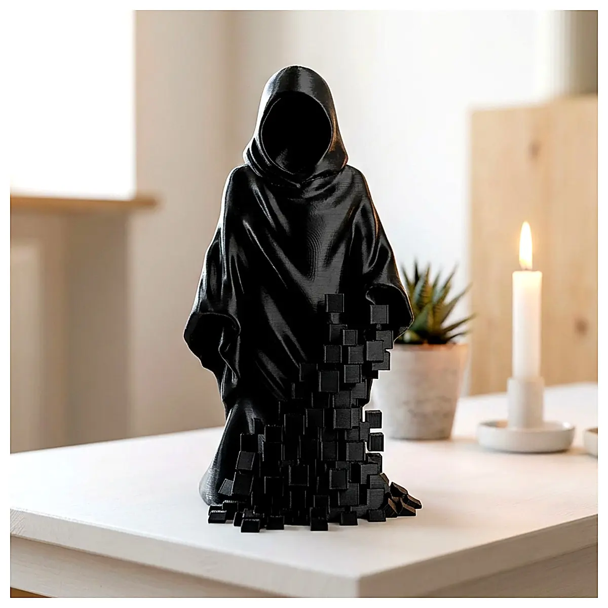 Pixel Death God Sculpture Abstract Art Figure Model Decoration Ornament Display Piece Art Modern Design Desktop Placement Collection