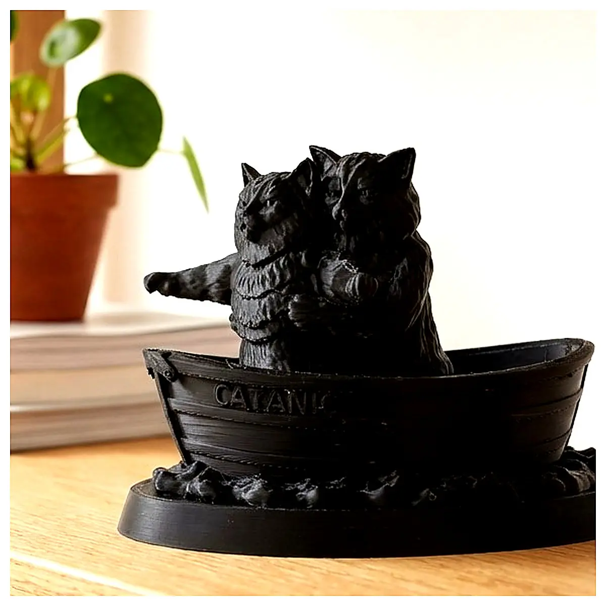Titanic Cat Duo Art Sculpture Decorative Piece Gift Idea Creative Collectible