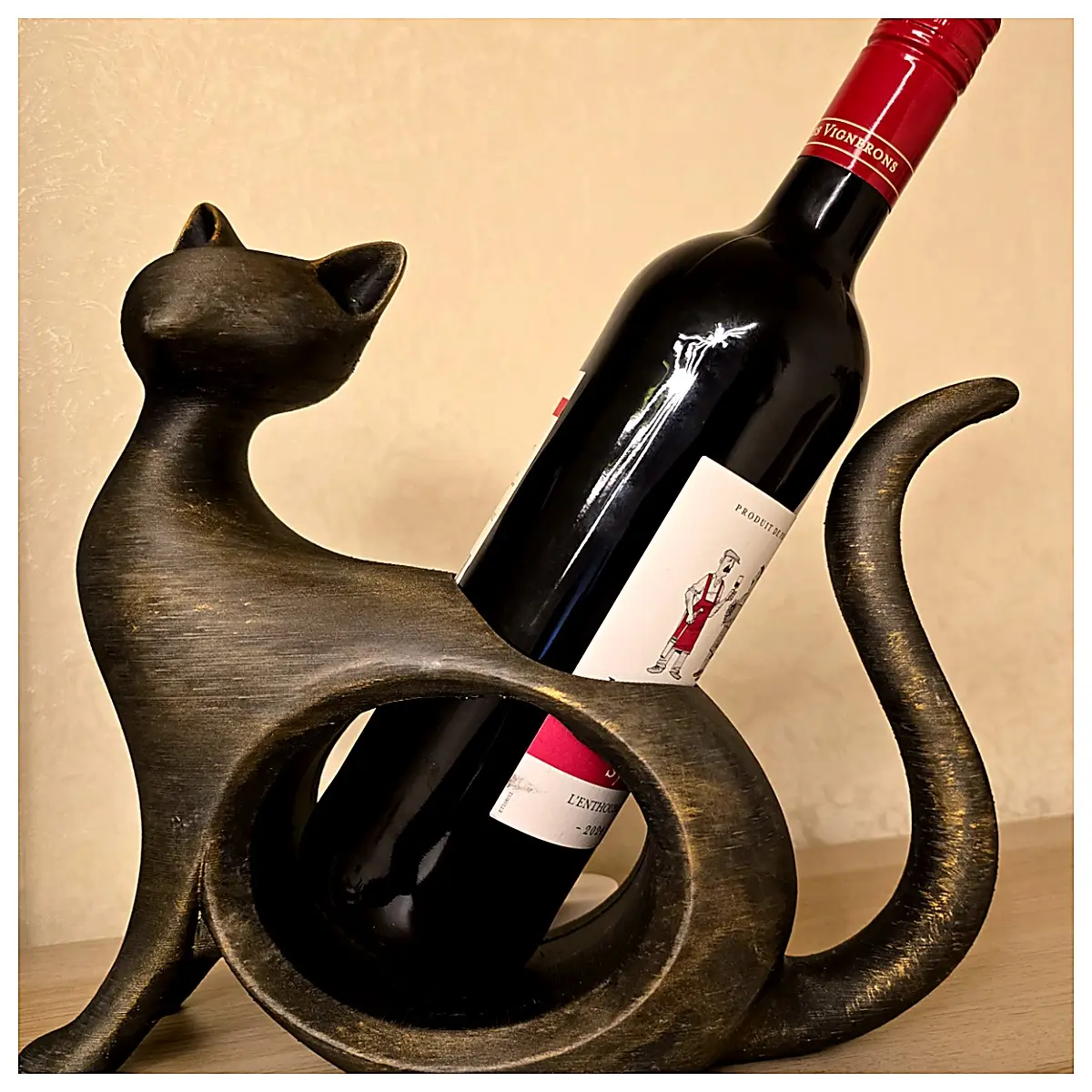 Cat Wine Bottle Holder Creative Cat Shaped Wall Mounted Shelf Pet Decoration Cat Accessory Hanging Wine Rack Kitchen Living Room