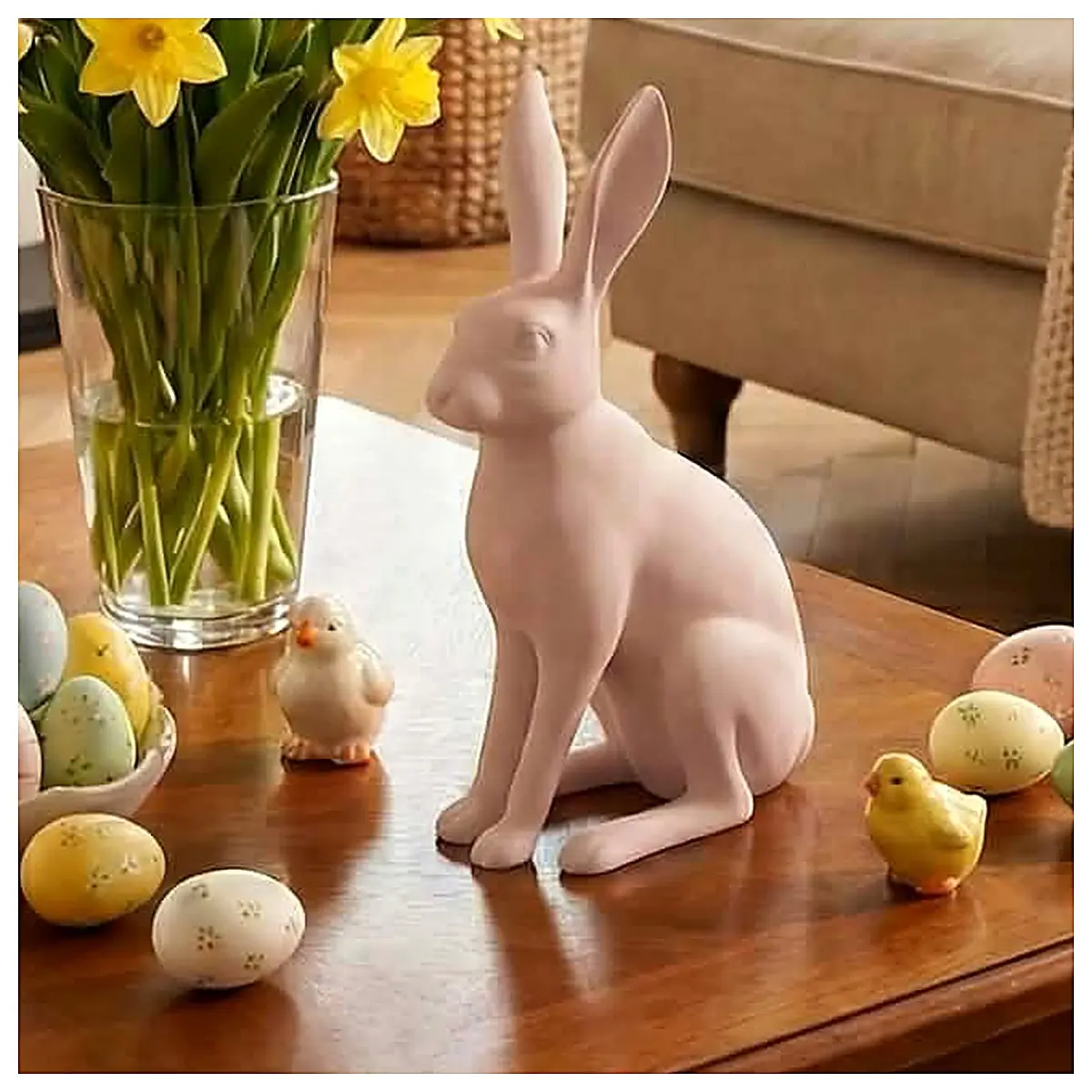 Classic Sitting Rabbit Statue Easter Decoration Festive Ornament Christmas Gift Decoration Accessories Holiday Display Art