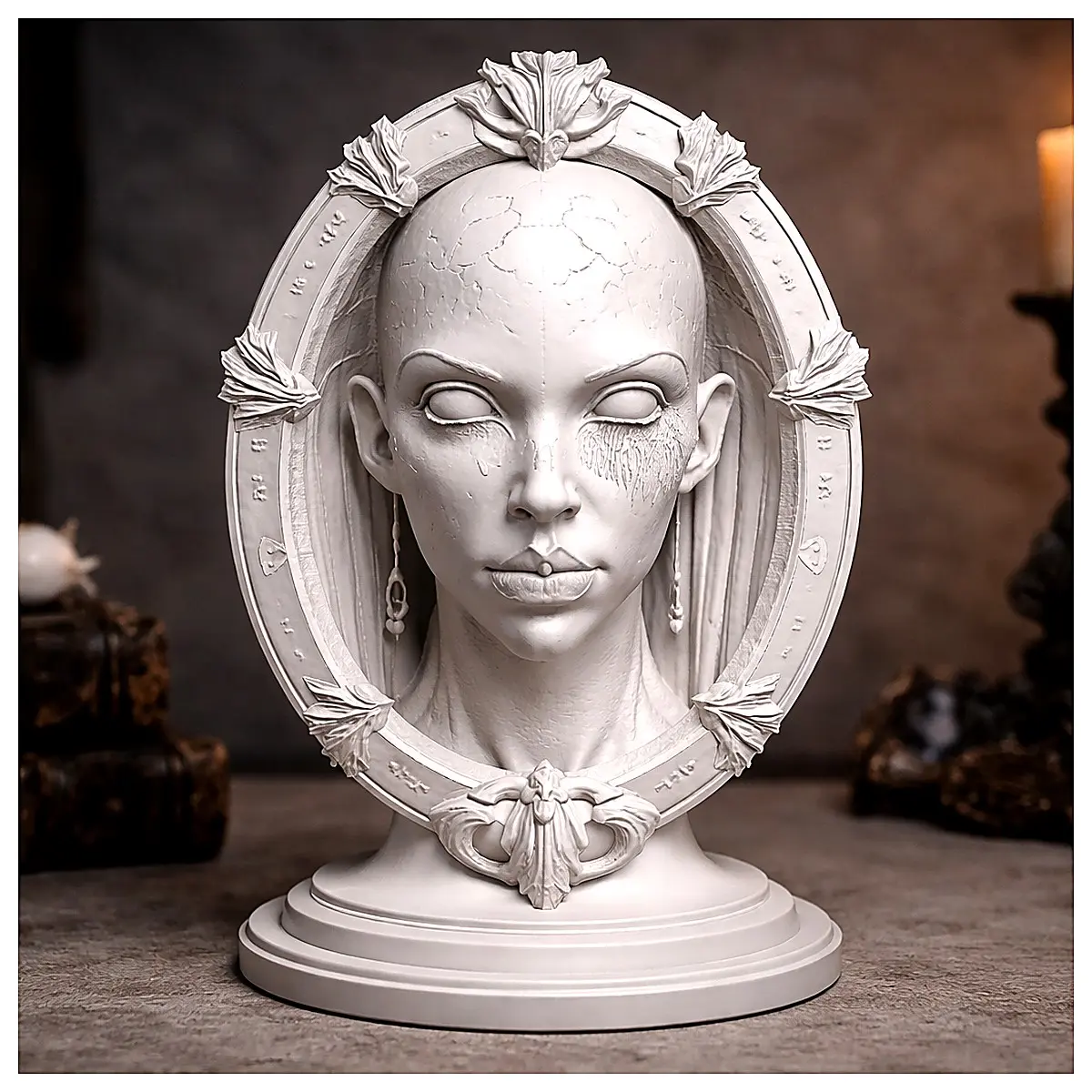 Shattered Mirror Sculpture Dark Fantasy Decor Art Figurine Wall Decoration Ghost Theme Collection Broken Reflection