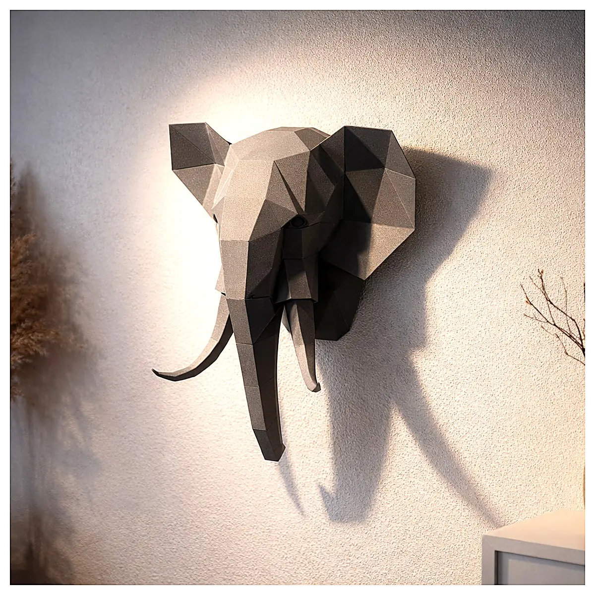 Low Poly Elephant Wall Art Decor Bedroom Living Room Wall Hanging Canvas Print Modern Abstract Art Poster Decoration