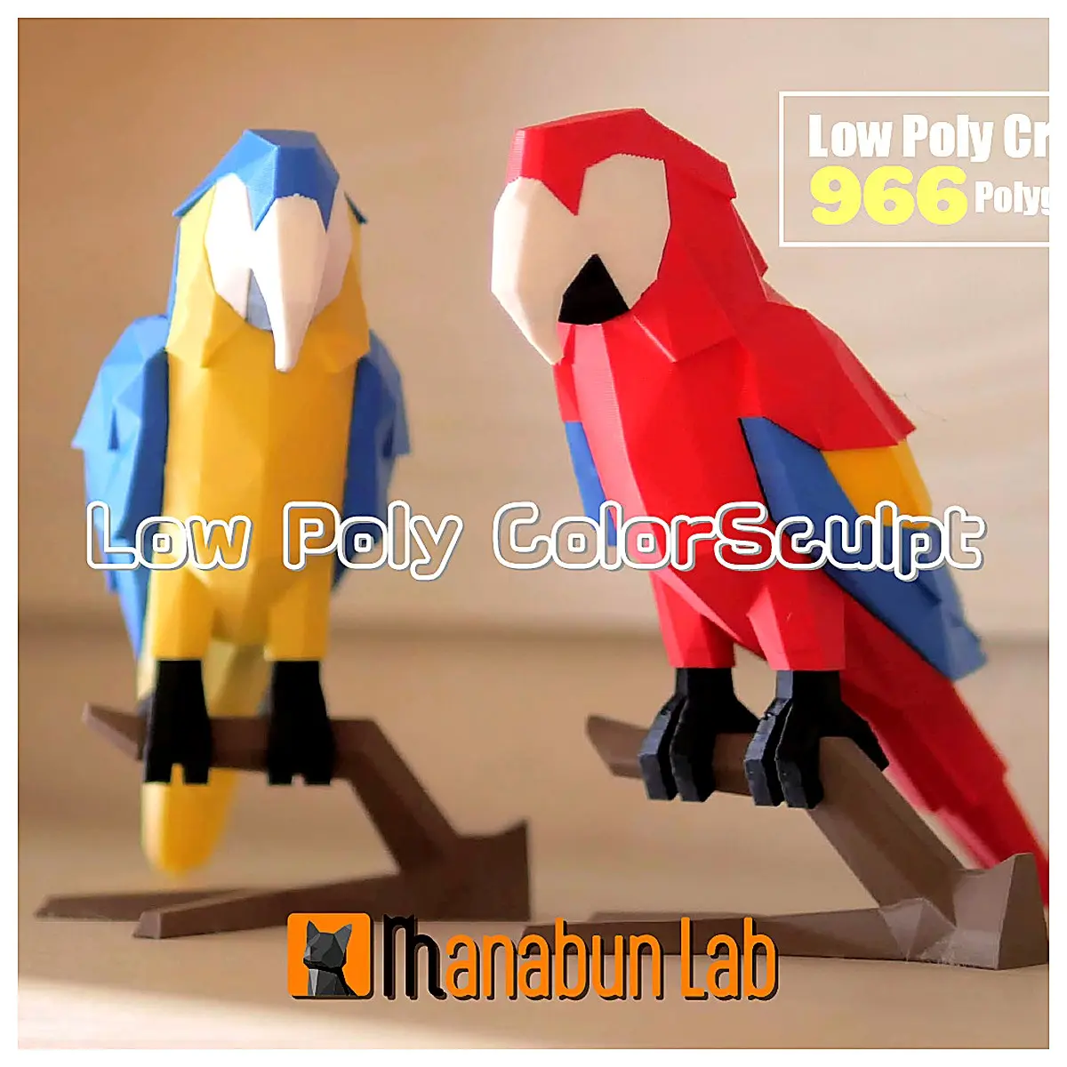 Low Poly ful Macaw Sculpture Decoration Art Piece Figurine Pet Decor Bird Model Desktop Display