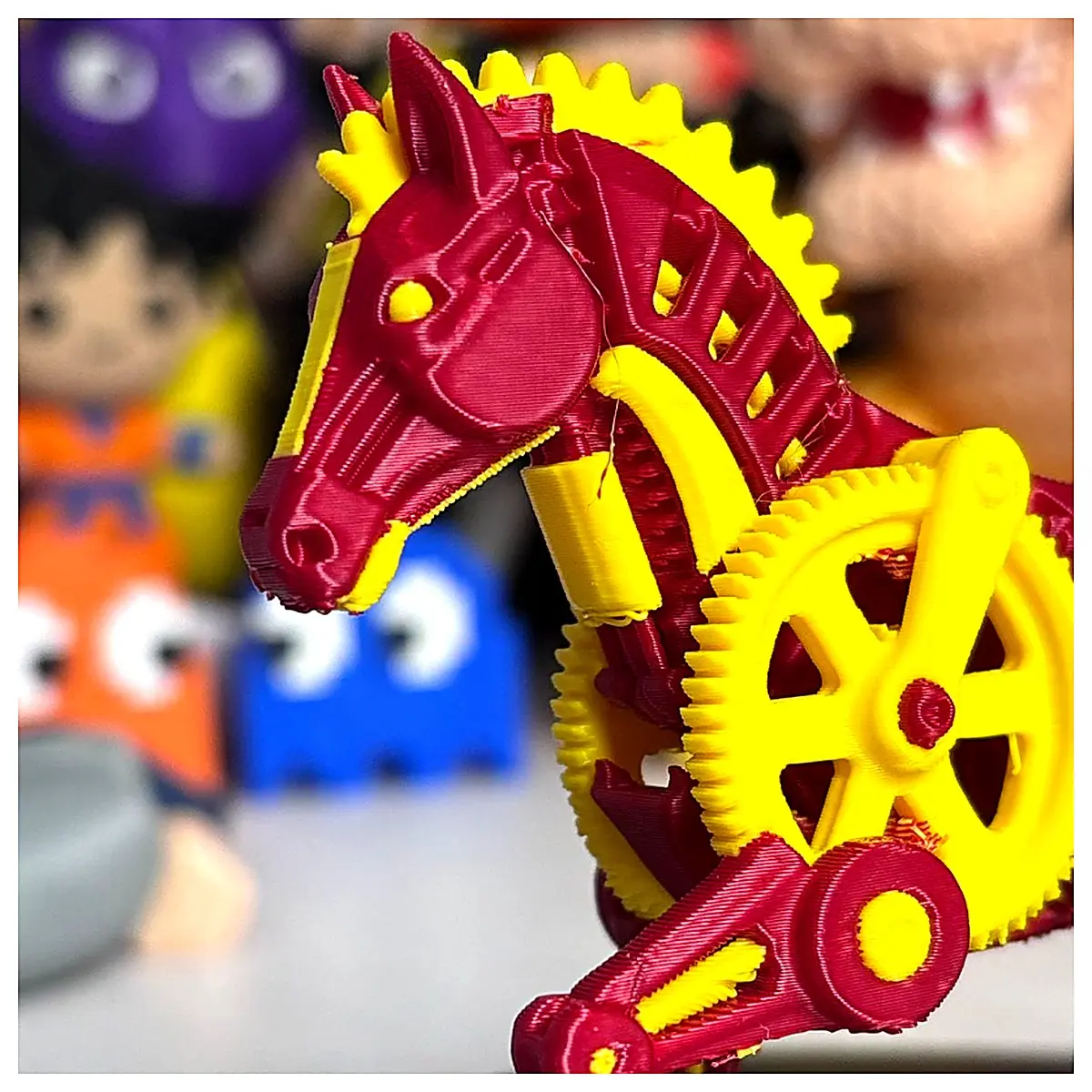Mechanical Horse Toy Realistic Horse Model Indoor Kids Toy Fun Horse Year Horse Cart