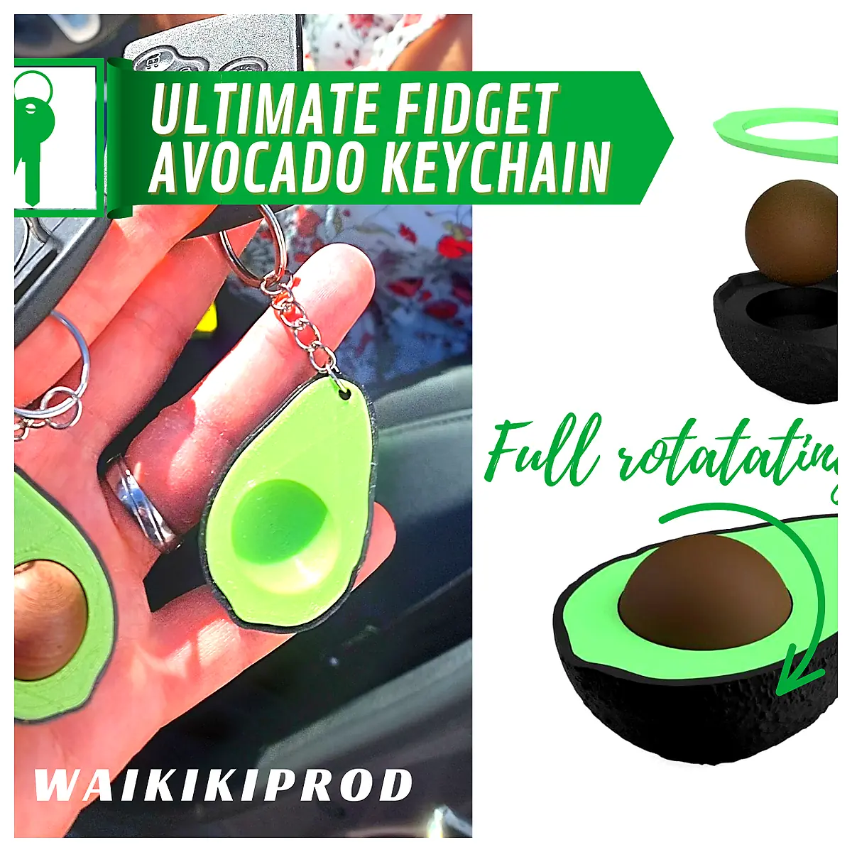 Fidget Avocado Keychain Stress Relief Toy Novelty Desk Decoration Gift Idea