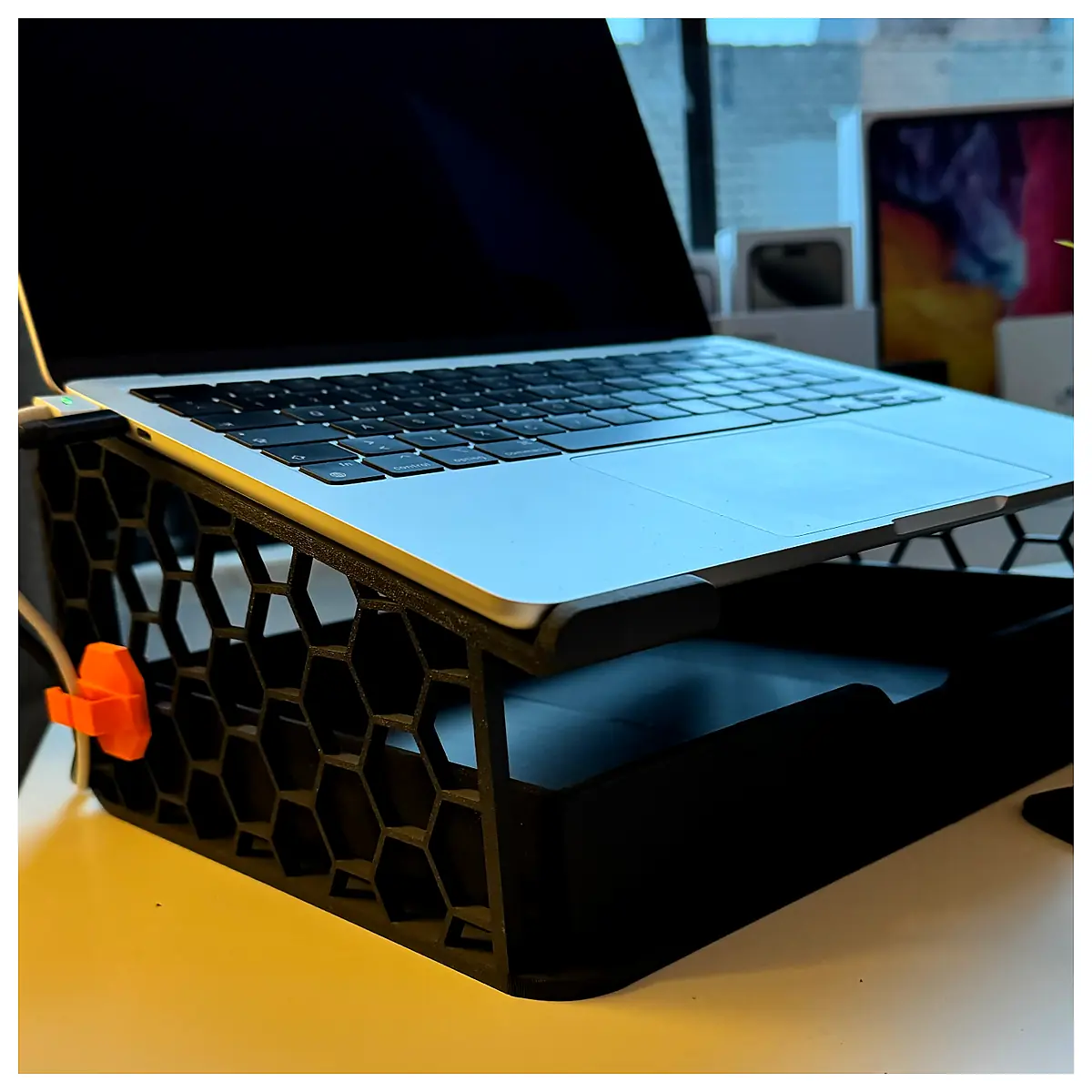 Laptop Stand Tray Cable Holder Adjustable Desk Stand Organizer Computer Support Accessories
