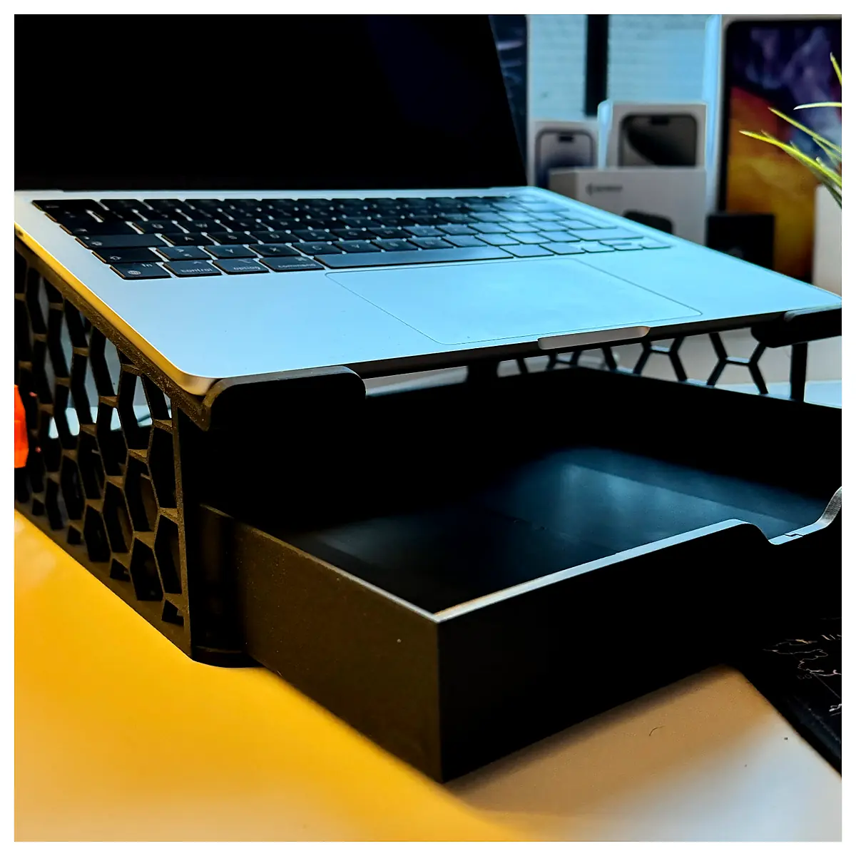 Laptop Stand Tray Cable Holder Adjustable Desk Stand Organizer Computer Support Accessories